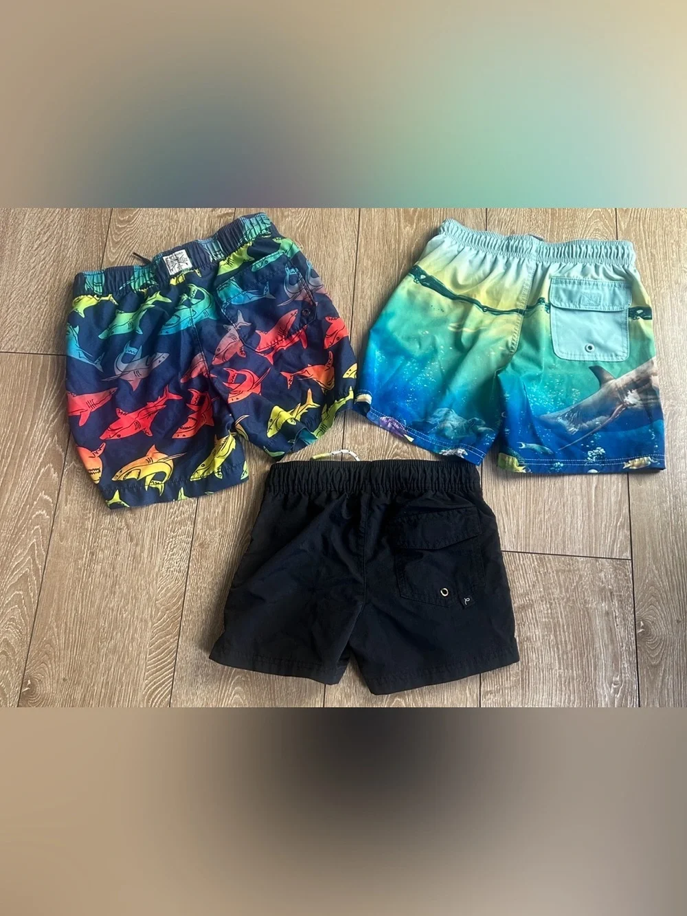Kids bundle Swim Shorts - Black, Blue & Multicolor Shark and Ocean Prints